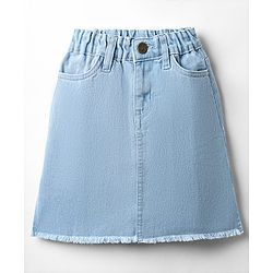 Pine Kids Woven Above Knee Length Washed Denim Skirt - Light Blue