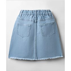 Pine Kids Woven Above Knee Length Washed Denim Skirt - Light Blue
