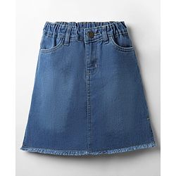 Pine Kids Woven Above Knee Length Washed Denim Skirt - Light Blue