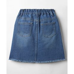 Pine Kids Woven Above Knee Length Washed Denim Skirt - Light Blue