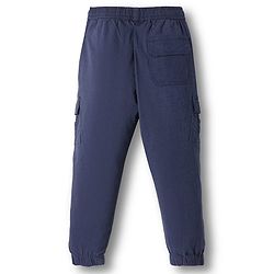 Pine Kids Cotton Elastane Woven Full Length Solid Color Trousers with Cargo Pocket - Navy Blue