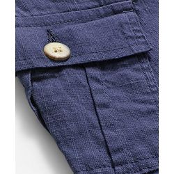 Pine Kids Cotton Elastane Woven Full Length Solid Color Trousers with Cargo Pocket - Navy Blue