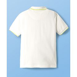 Pine Kids Cotton Knit Half Sleeves Cut & Sew Color Block Polo T-Shirt  - Neon Green