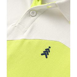 Pine Kids Cotton Knit Half Sleeves Cut & Sew Color Block Polo T-Shirt  - Neon Green