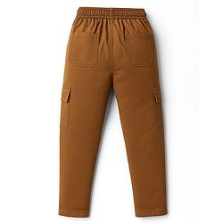 Pine Kids Cotton Elastane Woven Full Length Solid Color Trouser with Cargo Pockets - Brown