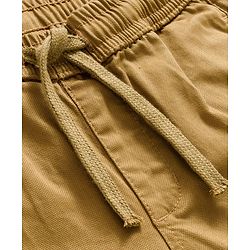 Pine Kids Cotton Elastane Woven Full Length Solid Color Trousers Cargo Pocket - Khaki