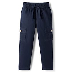 Pine Kids Cotton Elastane Woven Full Length Solid Color Trousers Cargo Pocket - Khaki