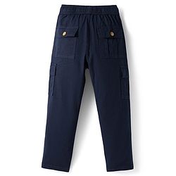 Pine Kids Cotton Elastane Woven Full Length Solid Color Trousers Cargo Pocket - Khaki