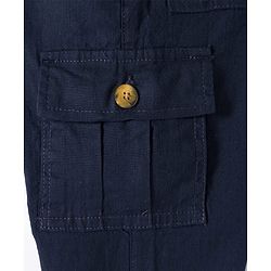 Pine Kids Cotton Elastane Woven Full Length Solid Color Trousers Cargo Pocket - Khaki