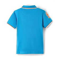 Pine Kids Cotton Knit Half Sleeves Polo T-Shirt with Awesome Text Print - Blue