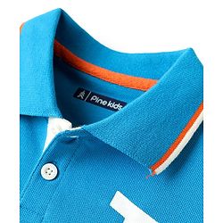Pine Kids Cotton Knit Half Sleeves Polo T-Shirt with Awesome Text Print - Blue