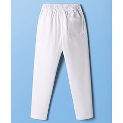 Pine Kids Woven Full Length Solid Color Trouser Pant - White