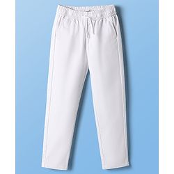 Pine Kids Woven Full Length Solid Color Trouser Pant - White