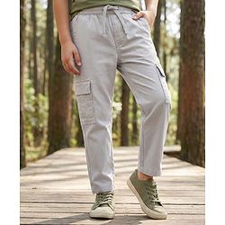 Pine Kids Woven Full Length Solid Color Trouser with Pockets - Beige