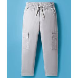 Pine Kids Woven Full Length Solid Color Trouser with Pockets - Beige