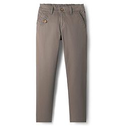 Pine Kids Cotton Woven Full Length Solid Coloured Trousers - Light Grey
