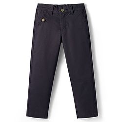 Pine Kids Cotton Woven Full Length Solid Coloured Trousers - Light Grey