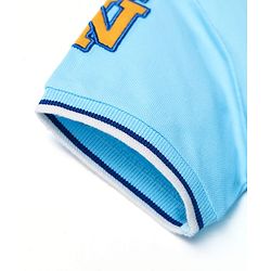 Pine Kids Cotton Knit Half Sleeves Polo T-Shirt with Player 2.0 Text Print - Light Blue