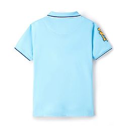 Pine Kids Cotton Knit Half Sleeves Polo T-Shirt with Player 2.0 Text Print - Light Blue