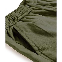 Pine Kids Cotton Elastane Woven Full Length Solid Color Cargo Pants With Pockets - Olive Green