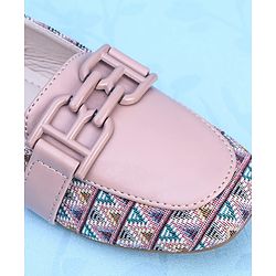 Pine Kids Slip On Ballerina with Applique with Monogram Print - Pink