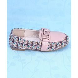 Pine Kids Slip On Ballerina with Applique with Monogram Print - Pink