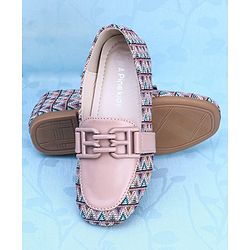 Pine Kids Slip On Ballerina with Applique with Monogram Print - Pink
