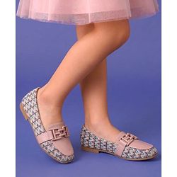 Pine Kids Slip On Ballerina with Applique with Monogram Print - Pink