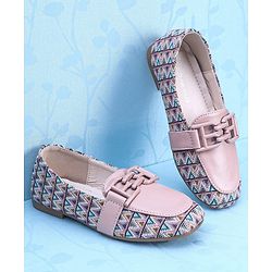 Pine Kids Slip On Ballerina with Applique with Monogram Print - Pink