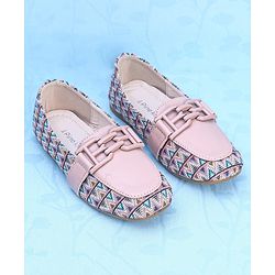 Pine Kids Slip On Ballerina with Applique with Monogram Print - Pink