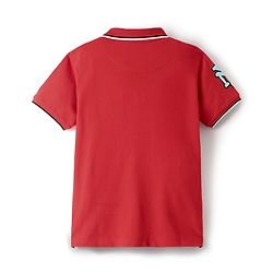 Pine Kids Cotton Knit Half Sleeves Polo T-Shirt with Athletic Text Print - Red