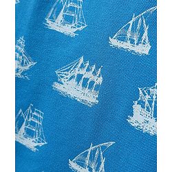 Pine Kids Cotton Knit Half Sleeves Polo T-Shirt with Nautical Print - Blue