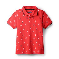 Pine Kids Cotton Knit Half Sleeves Polo T-Shirt with Brand Logo Print - Red