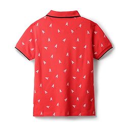 Pine Kids Cotton Knit Half Sleeves Polo T-Shirt with Brand Logo Print - Red