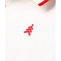Pine Kids Cotton Knit Half Sleeves Polo T-Shirt with Ledgend Text Embroidery - White