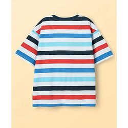 Pine Kids Marvel Single Jersey Knit Half Sleeves Oversized Drop Shoulder T-Shirt with Captain America Graphics - White & Blue
