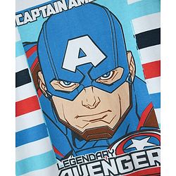 Pine Kids Marvel Single Jersey Knit Half Sleeves Oversized Drop Shoulder T-Shirt with Captain America Graphics - White & Blue