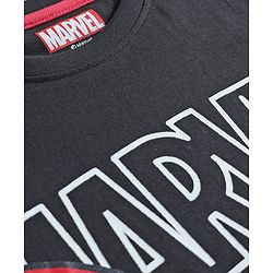 Pine Kids Marvel Single Jersey Knit Half Sleeves T-Shirt & Shorts Set with Avengers Graphics - Black