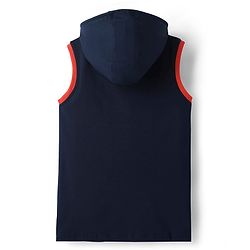 Pine Kids Marvel Single Jersey Knit Sleeveless Hooded T-Shirt with Captain America Graphics - Navy Blue