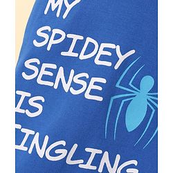 Pine Kids Marvel Single Jersey Knit  Drop Shoulder Half Sleeves Collared T-Shirt with Spider-Man Graphics - White & Blue