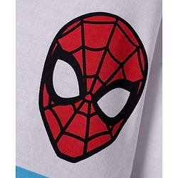 Pine Kids Marvel Single Jersey Knit  Drop Shoulder Half Sleeves Collared T-Shirt with Spider-Man Graphics - White & Blue