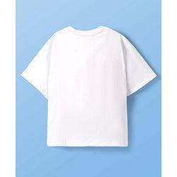 Pine Kids Marvel Single Jersey Knit Half Drop Shoulder Sleeves T-Shirt with Captain America Graphics & Pocket Detailing - White