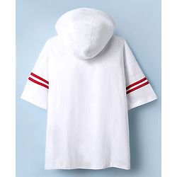 Pine Kids Marvel Single Jersey Knit Drop Shoulder Half Sleeves T-Shirt with Captain America Graphics with Hoodie -White