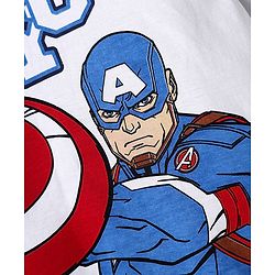Pine Kids Marvel Single Jersey Knit Drop Shoulder Half Sleeves T-Shirt with Captain America Graphics with Hoodie -White