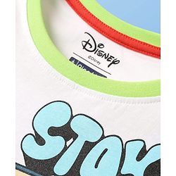 Pine Kids Disney Single Jersey Knit Half Drop Shoulder Sleeves Oversized T-Shirt with Chip n Dale Graphics - White
