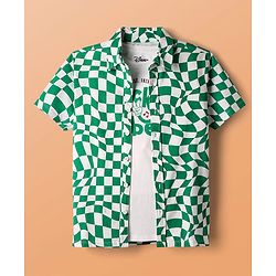 Pine Kids Disney Single Jersey Knit Half Sleeves Front & Back Mickey Mouse Graphics Shirt With T-Shirt - Green