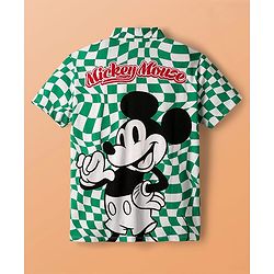 Pine Kids Disney Single Jersey Knit Half Sleeves Front & Back Mickey Mouse Graphics Shirt With T-Shirt - Green