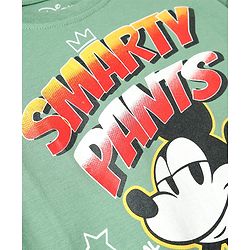 Pine Kids Marvel Single Jersey Knit Half Drop Shoulder Sleeves T-Shirt with Mickey Mouse Graphics - Olive Green