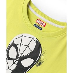Pine Kids Marvel Terry Knit Half Sleeves Drop Shoulder Cut And Sew T-Shirt With Spider-Man Graphic - Neon Green