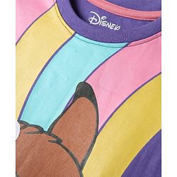 Pine Kids Disney Single Jersey Knit Half Drop Shoulder Sleeves Oversized T-Shirt with Bambi Graphics - Purple